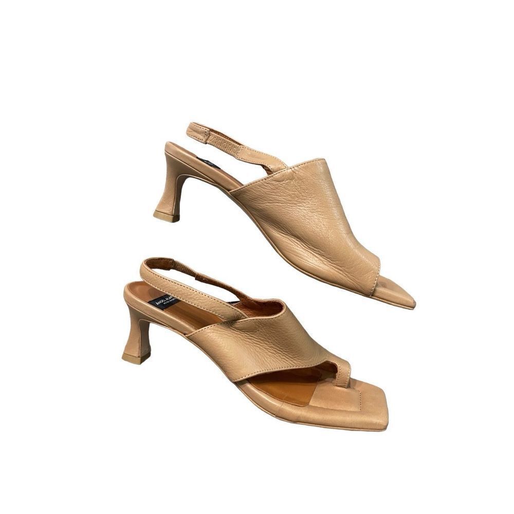 Angel Alarcon Womens Brown Classic Leather Slingback Heels Sandals Size 8